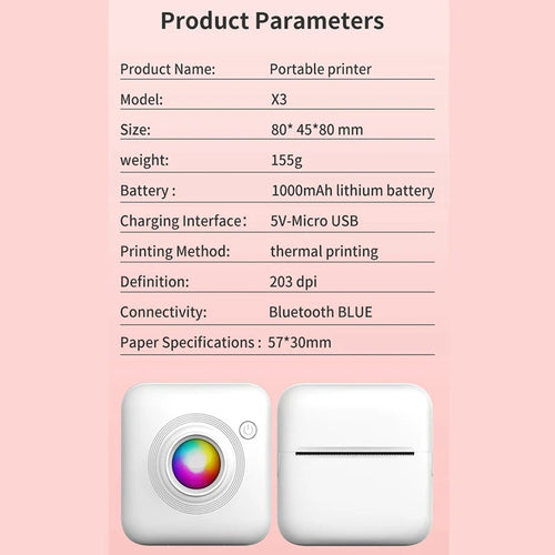 Mini Pocket Label Printer Inkless Wireless Bluetooth Thermal Tags